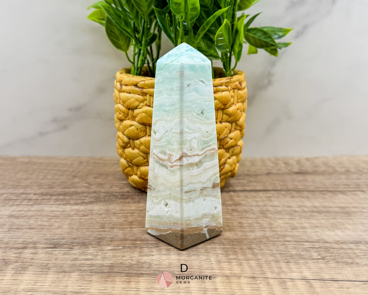 Caribbean Blue Calcite Obelisk Towers – Handcrafted Crystal Points-Morganite Gems