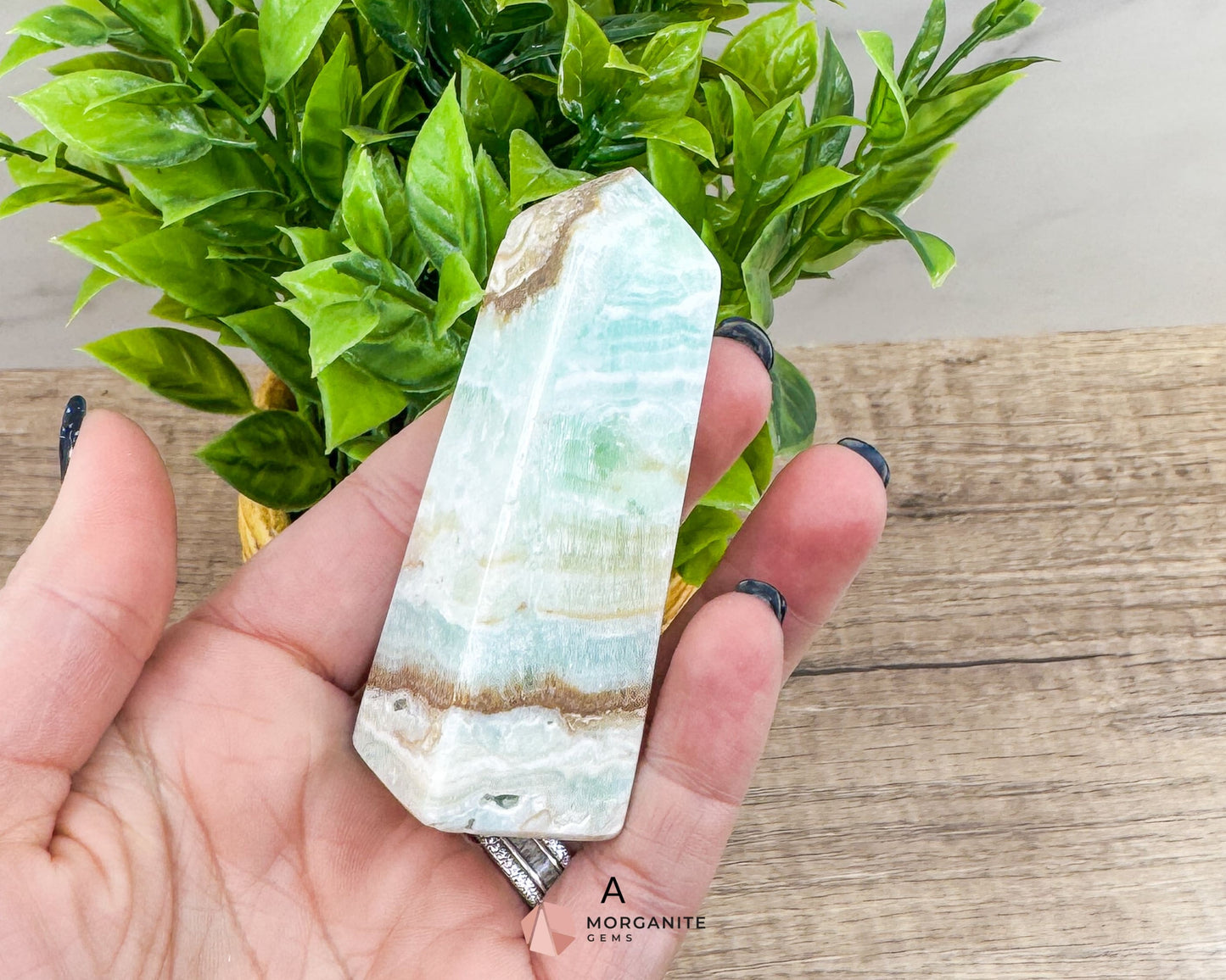 Caribbean Blue Calcite Obelisk Towers – Handcrafted Crystal Points-Morganite Gems