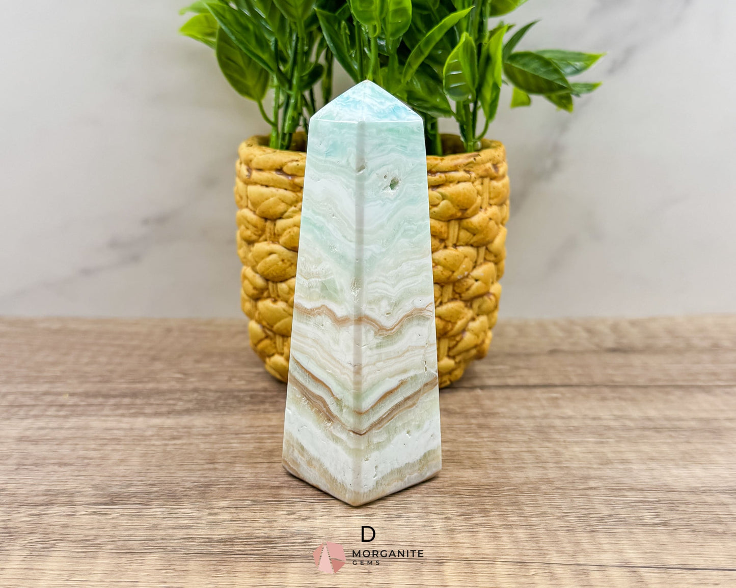 Caribbean Blue Calcite Obelisk Towers – Handcrafted Crystal Points-Morganite Gems