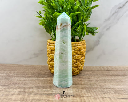 Caribbean Blue Calcite Obelisk Towers – Handcrafted Crystal Points-Morganite Gems