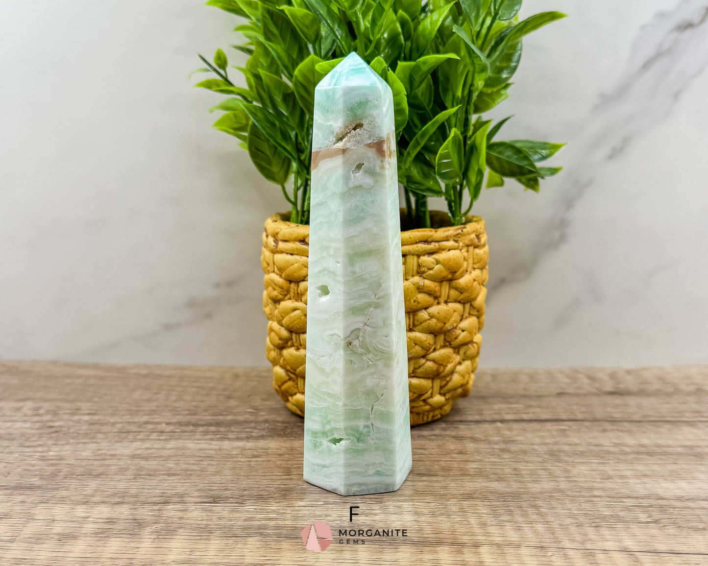 Caribbean Blue Calcite Obelisk Towers – Handcrafted Crystal Points-Morganite Gems