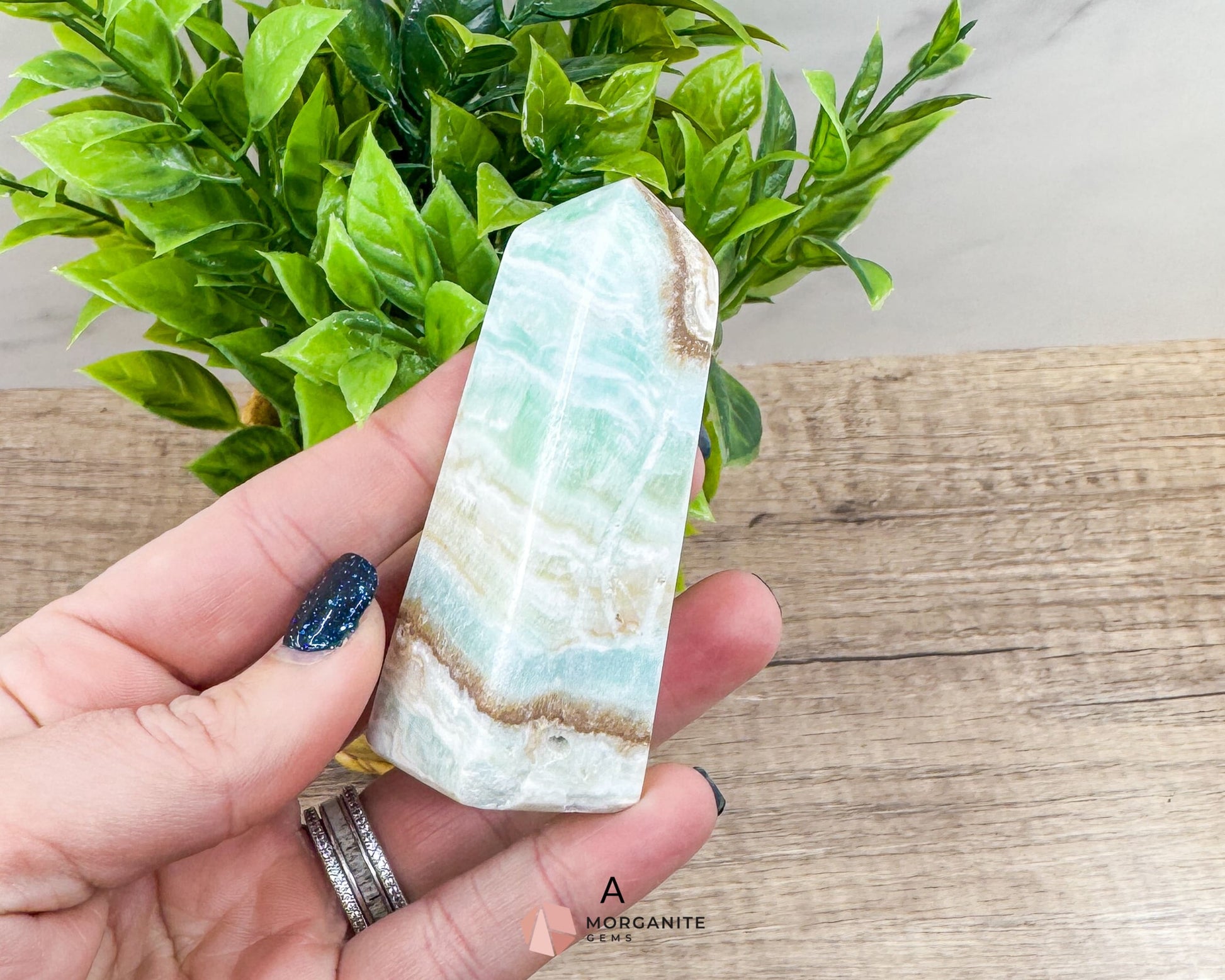 Caribbean Blue Calcite Obelisk Towers – Handcrafted Crystal Points-Morganite Gems