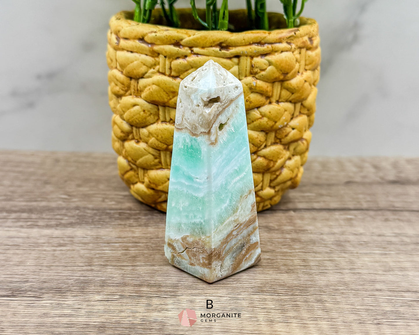 Caribbean Blue Calcite Obelisk Towers – Handcrafted Crystal Points-Morganite Gems