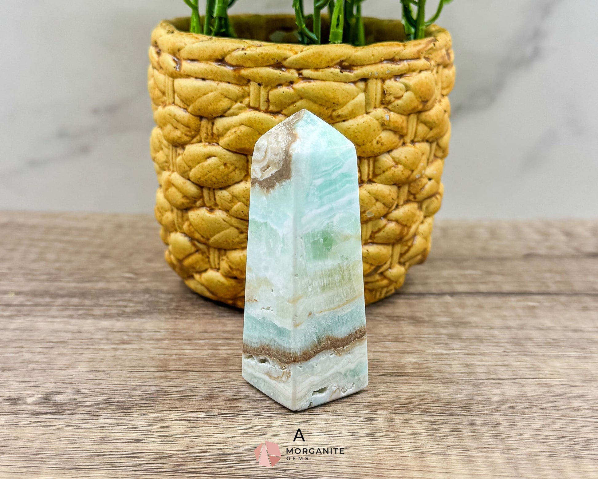 Caribbean Blue Calcite Obelisk Towers – Handcrafted Crystal Points-Morganite Gems