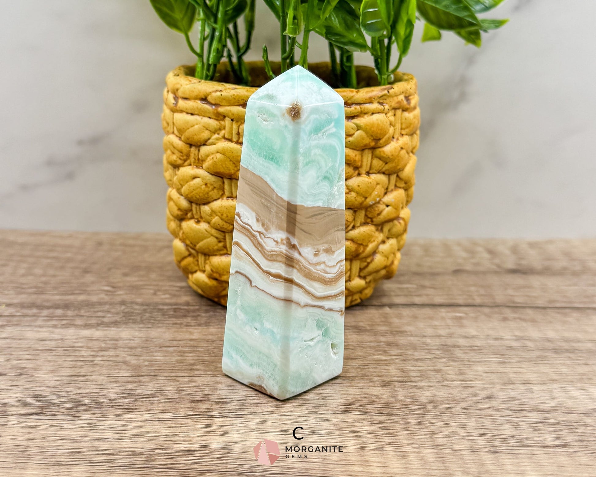 Caribbean Blue Calcite Obelisk Towers – Handcrafted Crystal Points-Morganite Gems