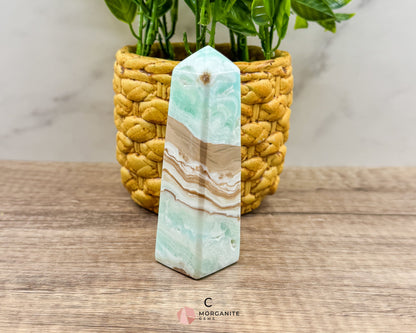 Caribbean Blue Calcite Obelisk Towers – Handcrafted Crystal Points-Morganite Gems