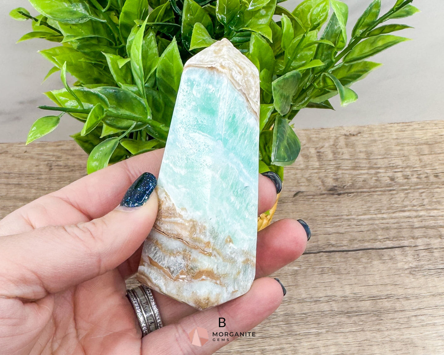 Caribbean Blue Calcite Obelisk Towers – Handcrafted Crystal Points-Morganite Gems