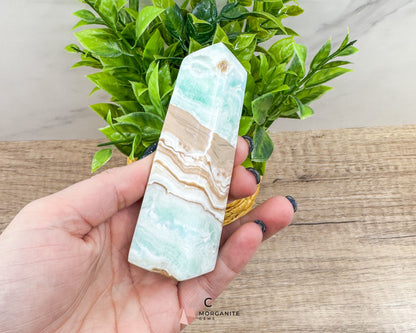 Caribbean Blue Calcite Obelisk Towers – Handcrafted Crystal Points-Morganite Gems