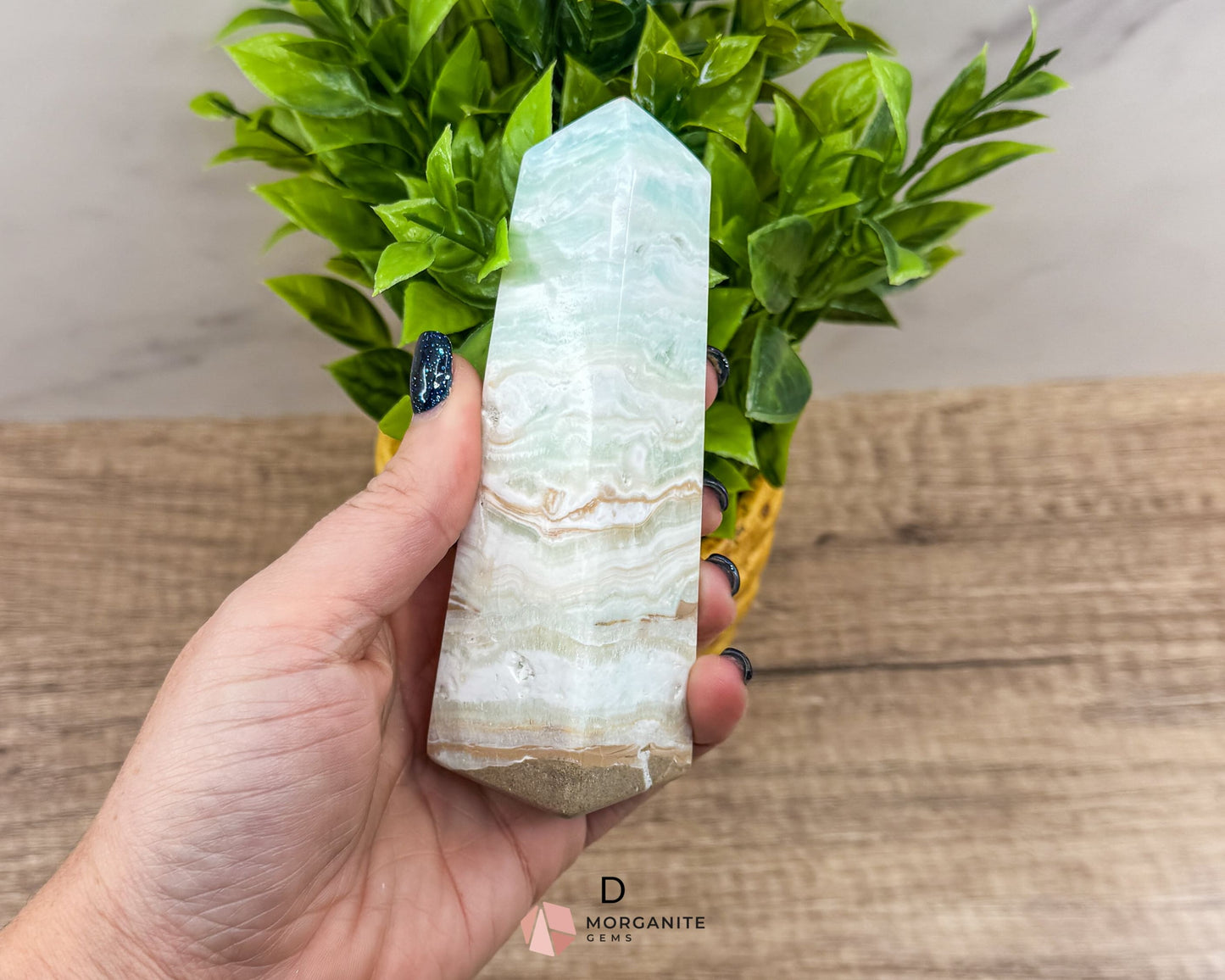 Caribbean Blue Calcite Obelisk Towers – Handcrafted Crystal Points-Morganite Gems