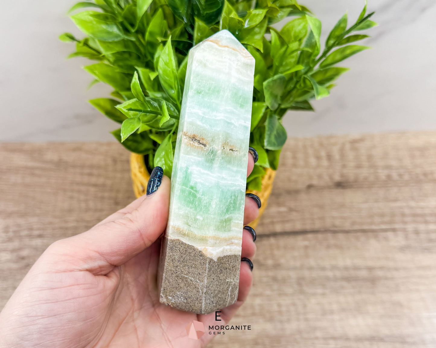 Caribbean Blue Calcite Obelisk Towers – Handcrafted Crystal Points-Morganite Gems