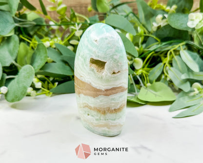 Caribbean Calcite Freeform No. 1 – Polished Blue Calcite & Aragonite Standing Specimen for Calm & Third Eye Activation