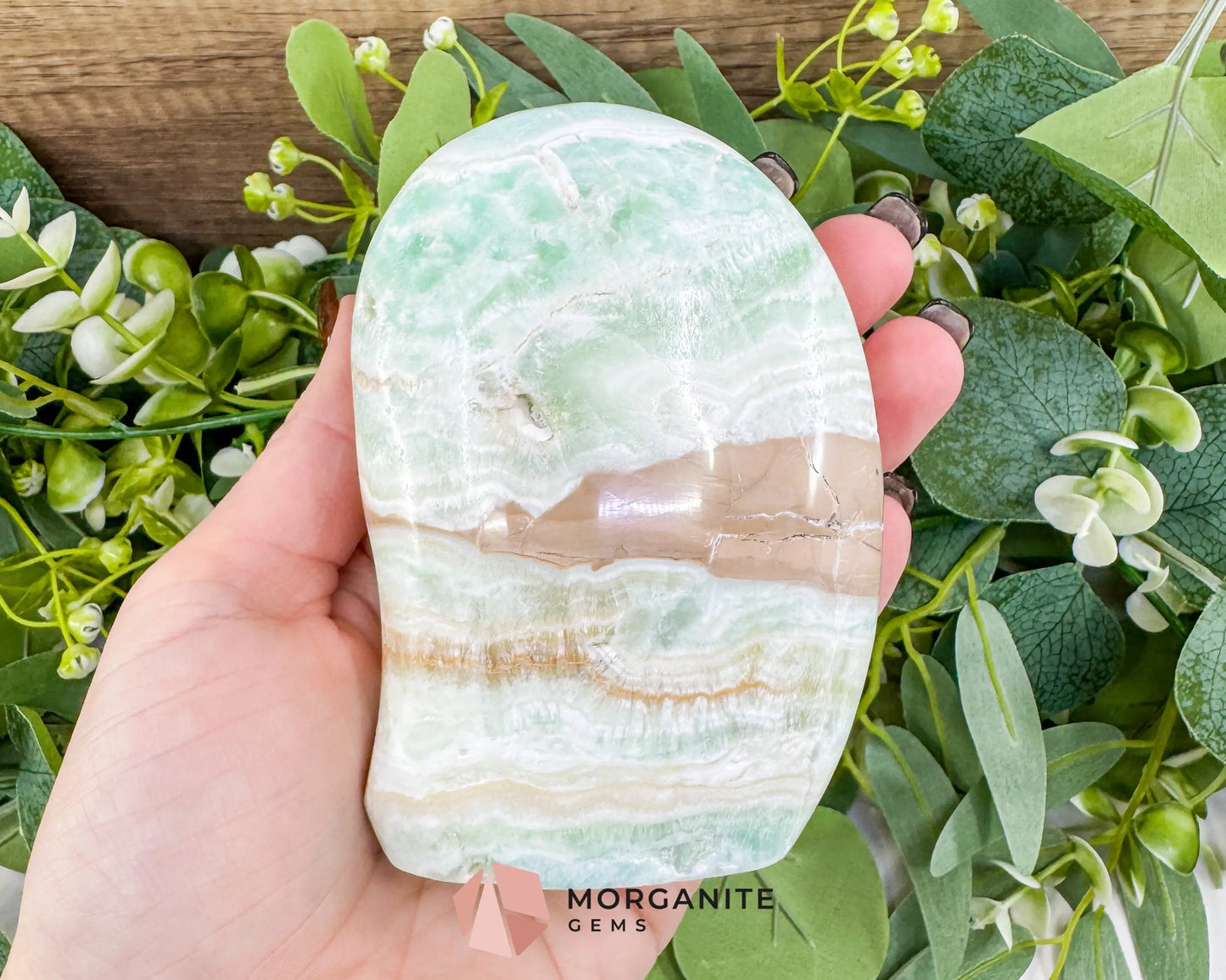 Caribbean Calcite Freeform No. 1 – Polished Blue Calcite & Aragonite Standing Specimen for Calm & Third Eye Activation