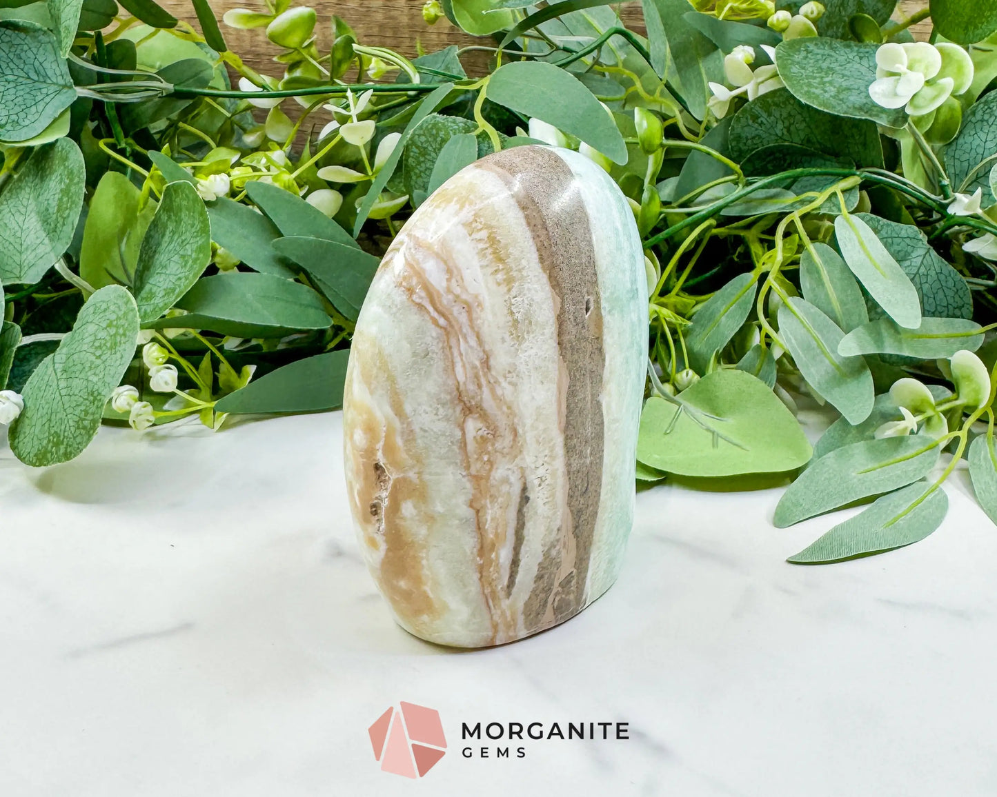 Caribbean Calcite Freeform No. 2 – Polished Blue Calcite & Aragonite Standing Specimen for Calm & Third Eye Activation