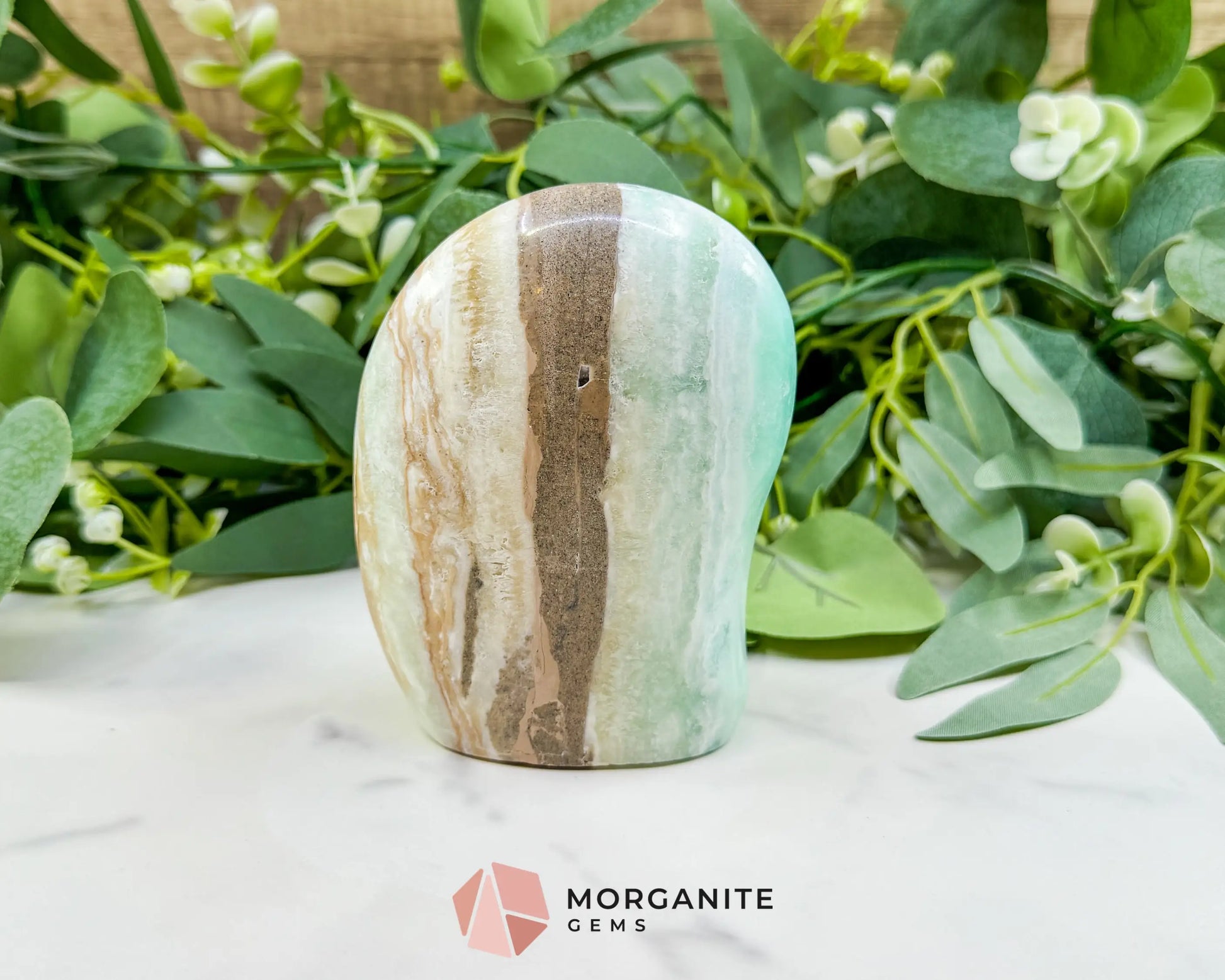 Caribbean Calcite Freeform No. 2 – Polished Blue Calcite & Aragonite Standing Specimen for Calm & Third Eye Activation