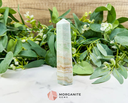 Caribbean Calcite Hexagonal Tower No. 2 – Polished Blue Calcite & Aragonite Point for Calm & Third Eye Activation