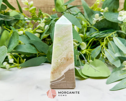 Caribbean Calcite Obelisk Tower No. 1 – Polished Blue Calcite & Aragonite Standing Point for Calm & Third Eye