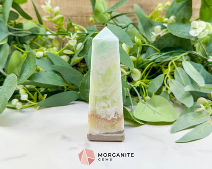 Caribbean Calcite Obelisk Tower No. 1 – Polished Blue Calcite & Aragonite Standing Point for Calm & Third Eye