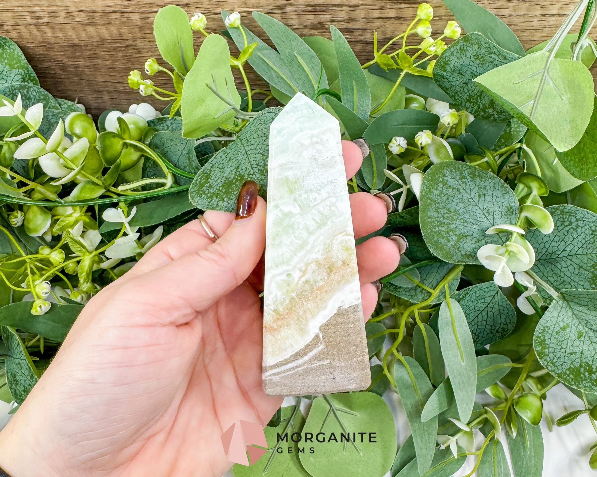 Caribbean Calcite Obelisk Tower No. 1 – Polished Blue Calcite & Aragonite Standing Point for Calm & Third Eye