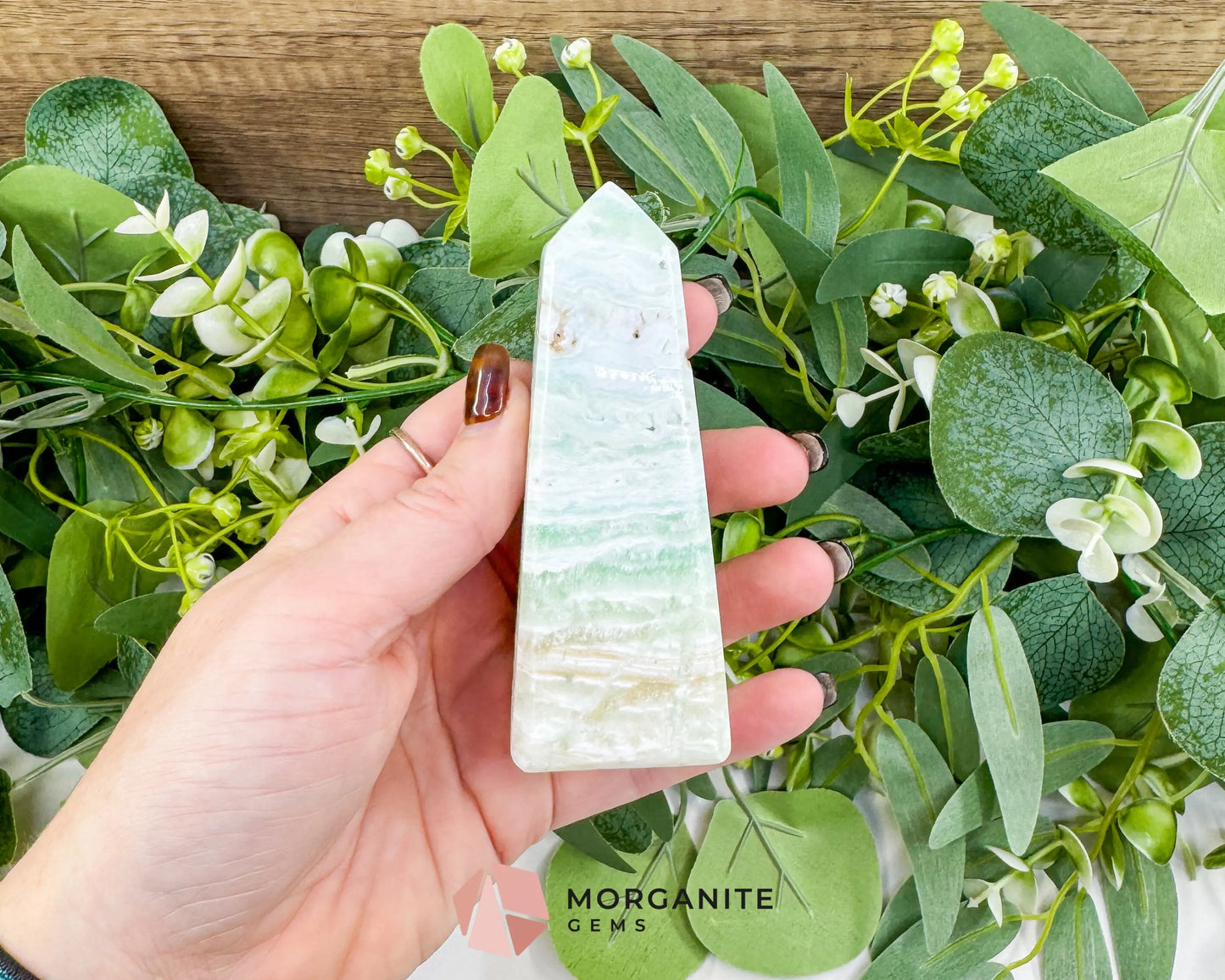 Caribbean Calcite Obelisk Tower No. 2 – Polished Blue Calcite & Aragonite Standing Point for Calm & Third Eye