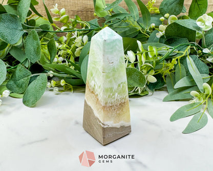 Caribbean Calcite Obelisk Tower No. 4 – Polished Blue Calcite & Aragonite Standing Point for Calm & Third Eye