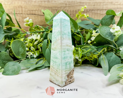 Caribbean Calcite Obelisk Tower No. 6 – Polished Blue Calcite & Aragonite Standing Point for Calm & Third Eye