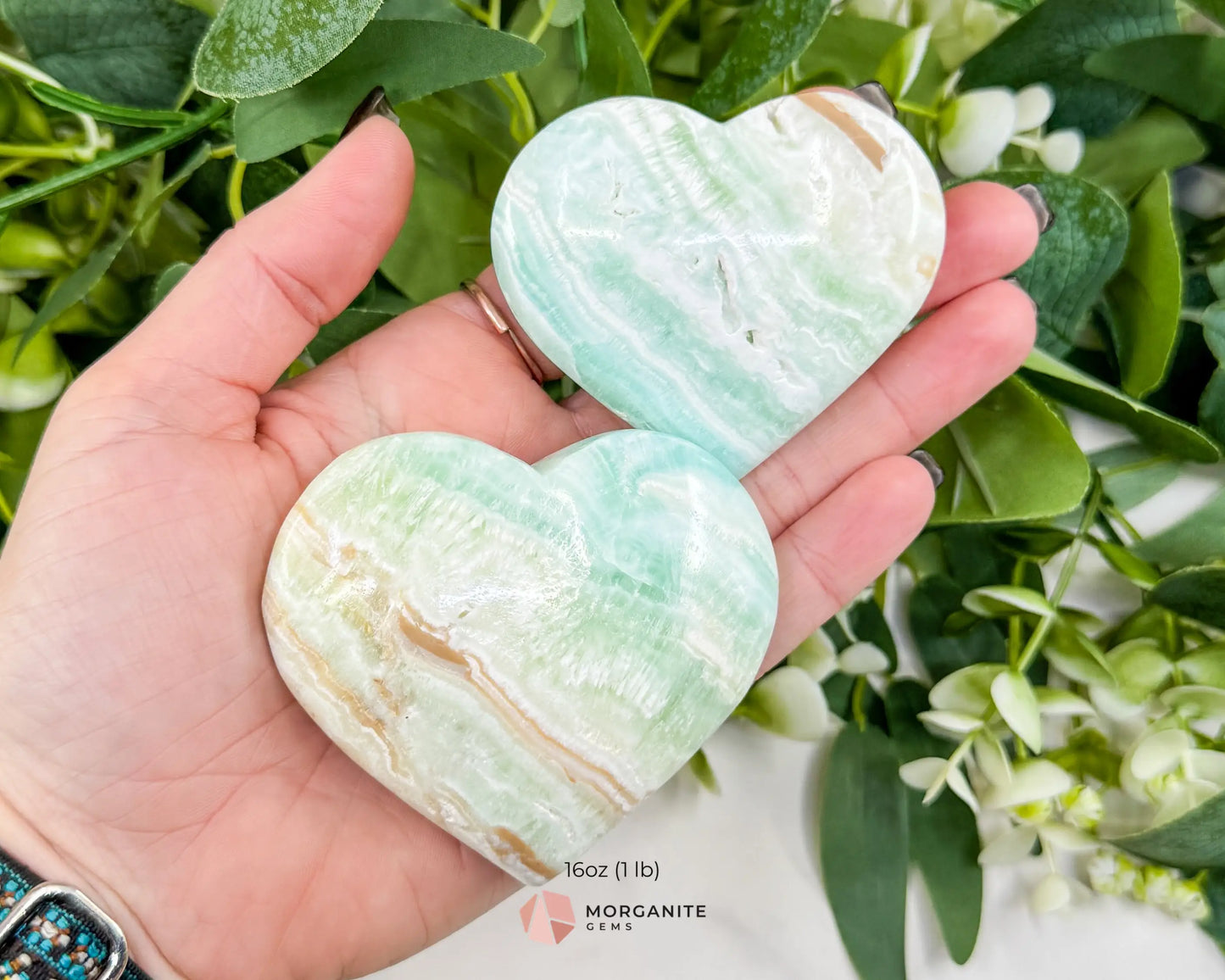 Caribbean Calcite Puffy Heart – Natural Blue Calcite & Aragonite for Stress Relief Calm & Third Eye Activation (Choose