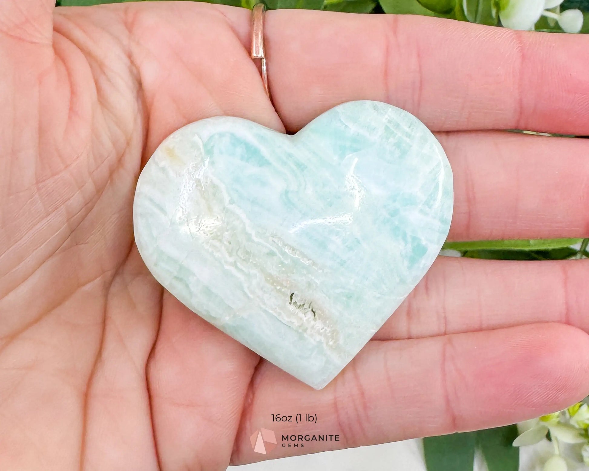 Caribbean Calcite Puffy Heart – Natural Blue Calcite & Aragonite for Stress Relief Calm & Third Eye Activation (Choose