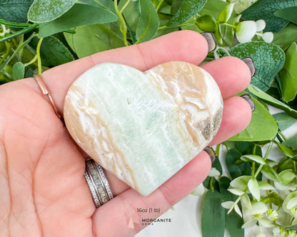 Caribbean Calcite Puffy Heart – Natural Blue Calcite & Aragonite for Stress Relief Calm & Third Eye Activation (Choose