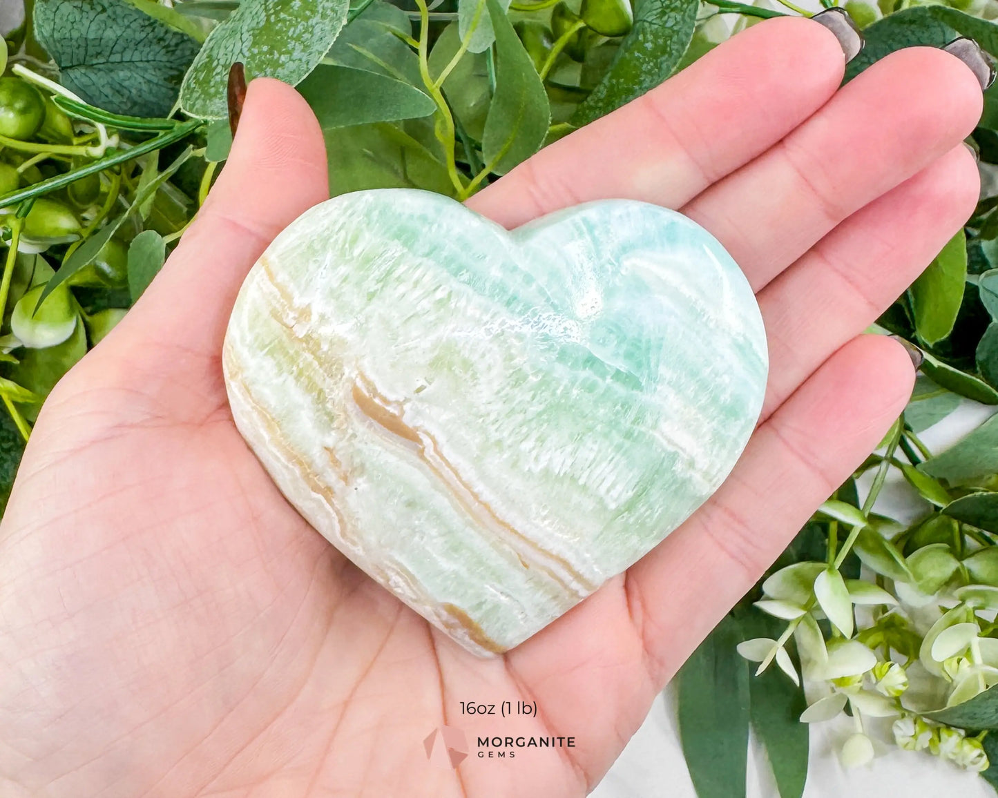 Caribbean Calcite Puffy Heart – Natural Blue Calcite & Aragonite for Stress Relief Calm & Third Eye Activation (Choose