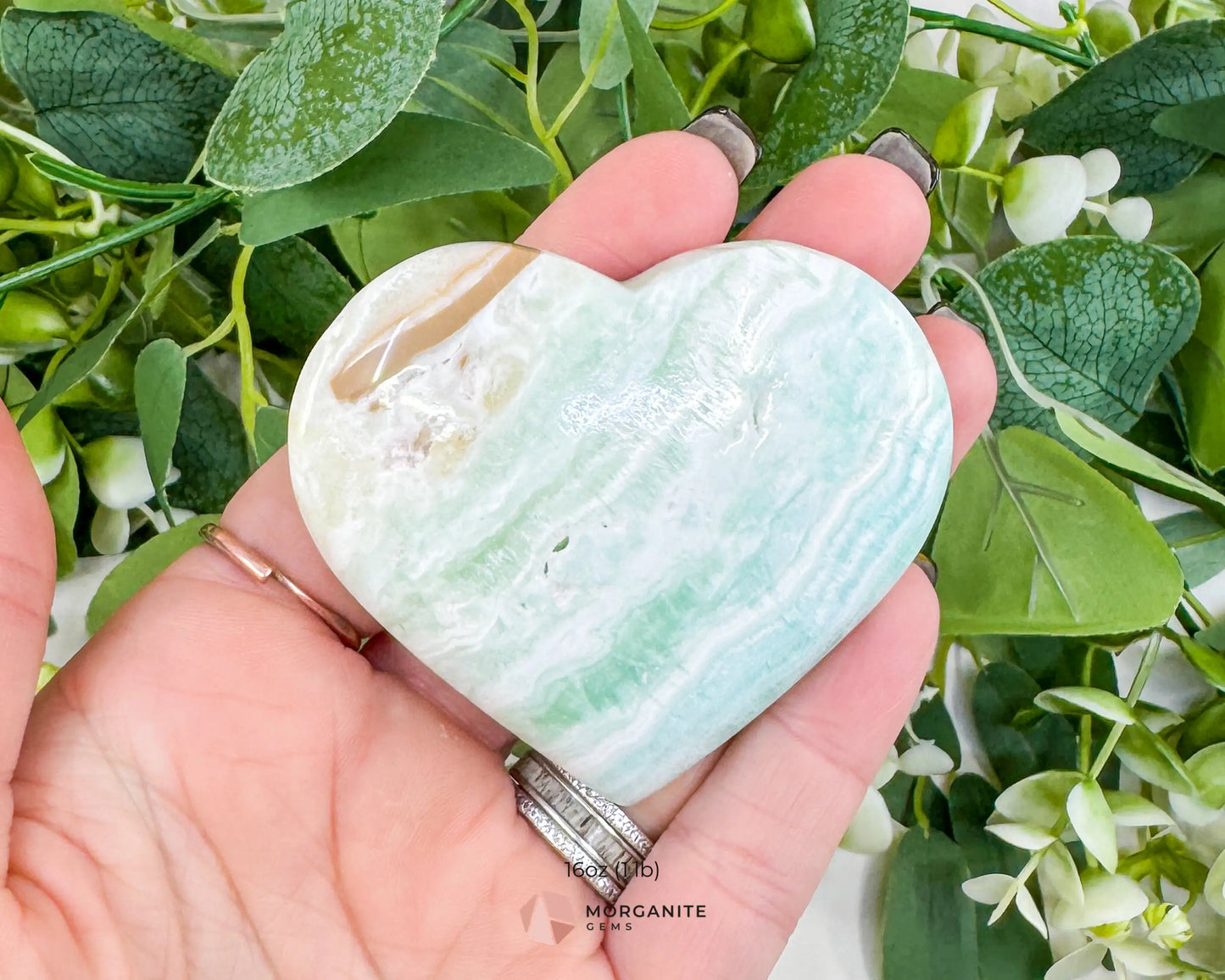 Caribbean Calcite Puffy Heart – Natural Blue Calcite & Aragonite for Stress Relief Calm & Third Eye Activation (Choose