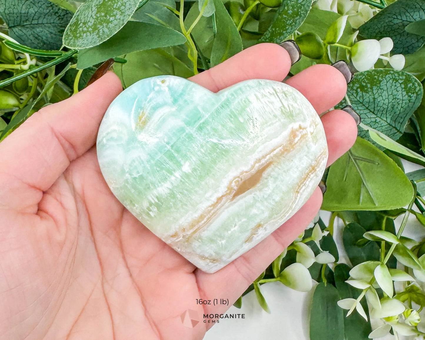 Caribbean Calcite Puffy Heart – Natural Blue Calcite & Aragonite for Stress Relief Calm & Third Eye Activation (Choose
