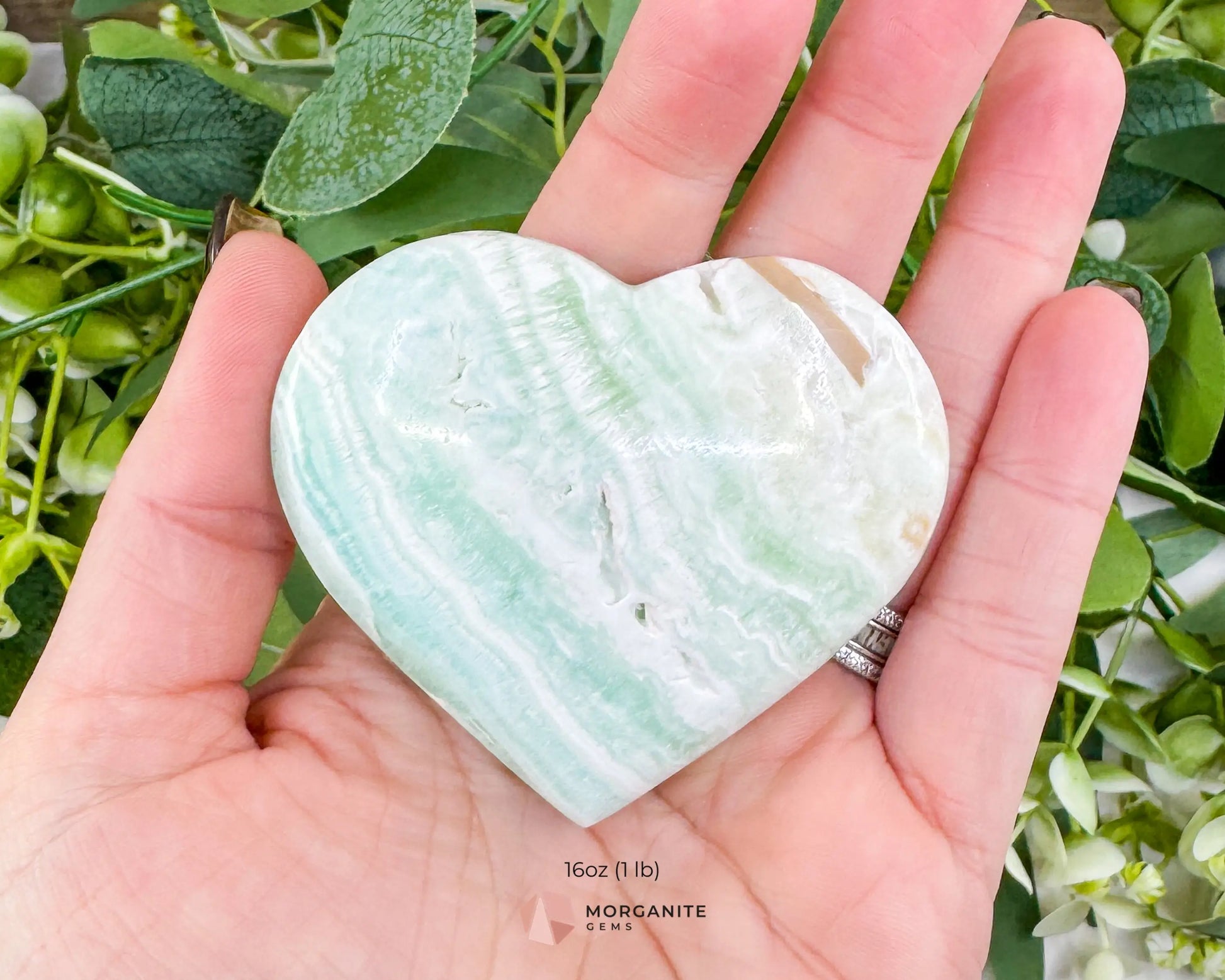 Caribbean Calcite Puffy Heart – Natural Blue Calcite & Aragonite for Stress Relief Calm & Third Eye Activation (Choose