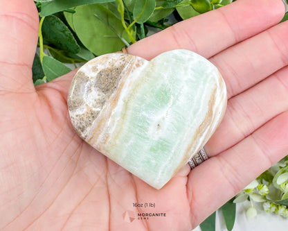 Caribbean Calcite Puffy Heart – Natural Blue Calcite & Aragonite for Stress Relief Calm & Third Eye Activation (Choose