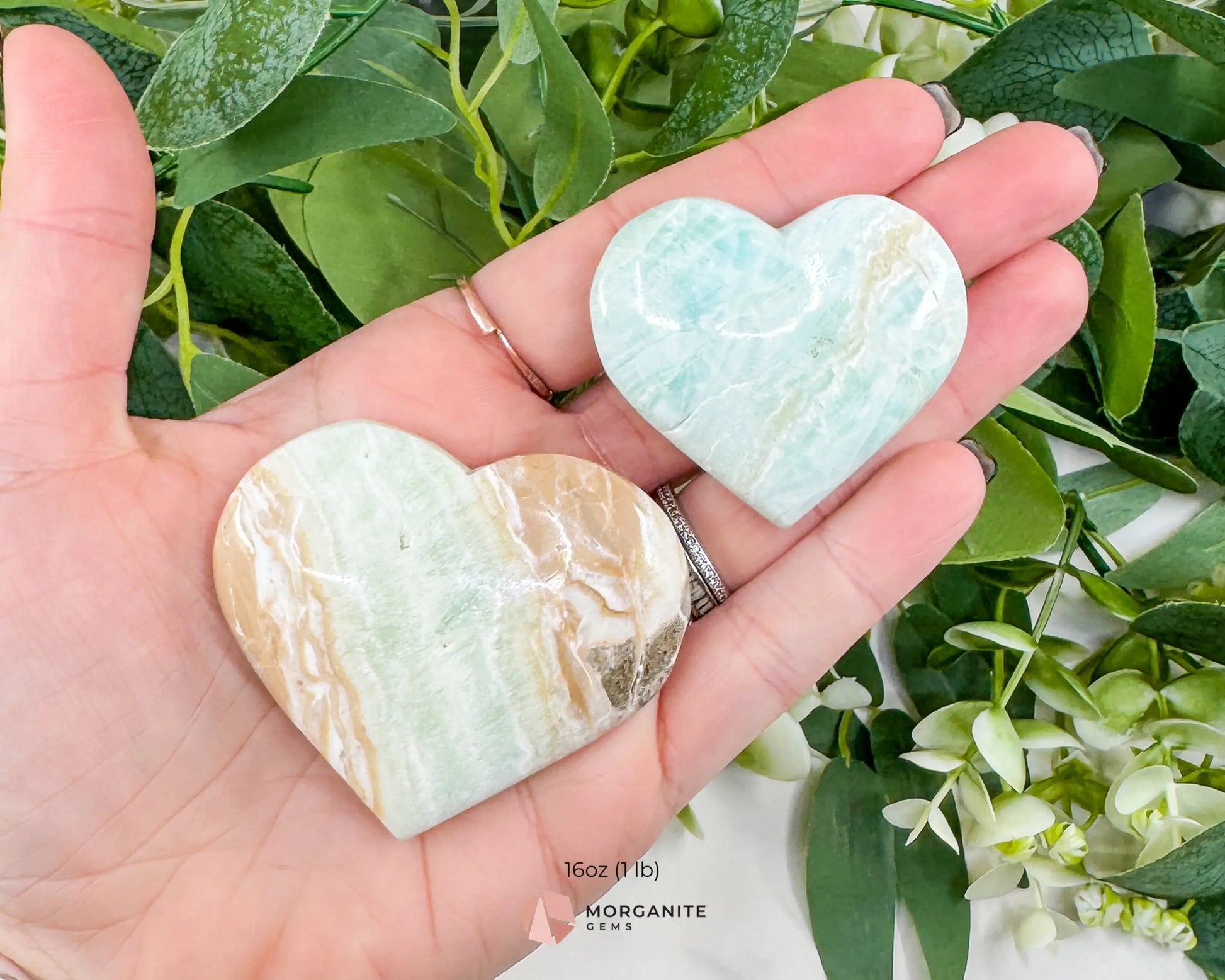 Caribbean Calcite Puffy Heart – Natural Blue Calcite & Aragonite for Stress Relief Calm & Third Eye Activation (Choose