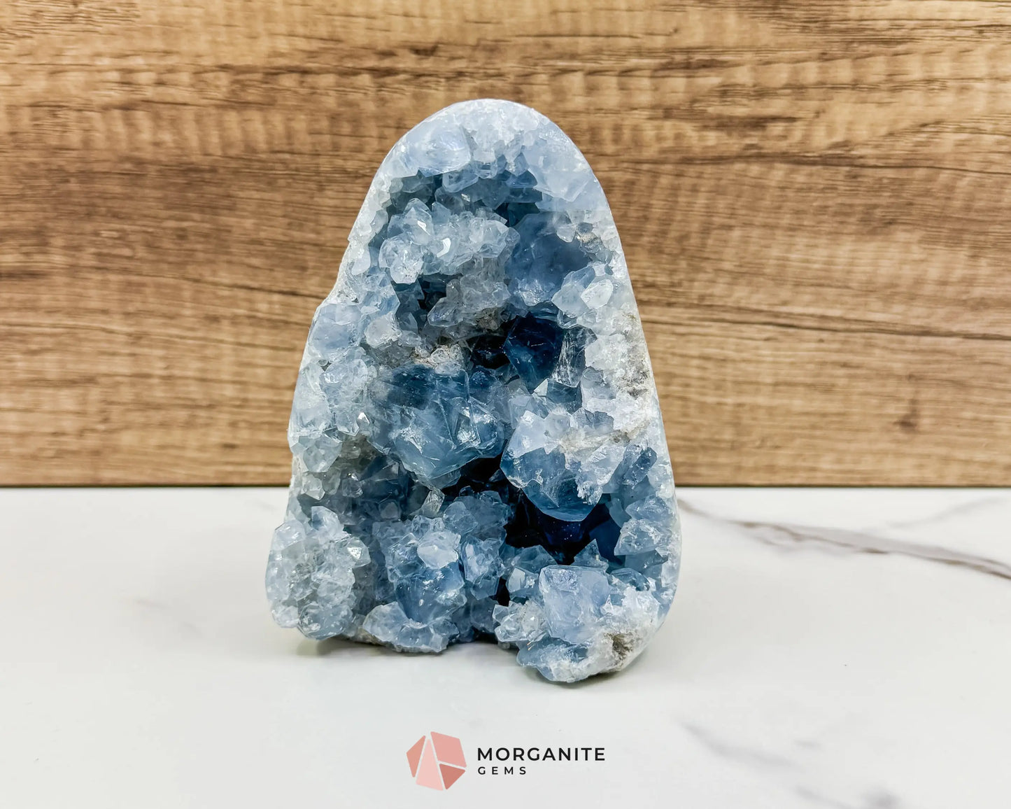Celestite Geode Druzy Crystal Egg No. 3 – 4.5’’ × 3.4’’ × 1.7’’ | 776 g Sky‑Blue Specimen - Metaphysical Crystals