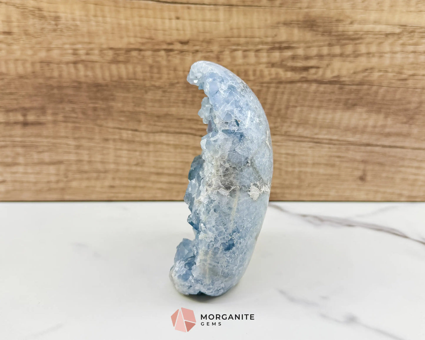 Celestite Geode Druzy Crystal Egg No. 3 – 4.5’’ × 3.4’’ × 1.7’’ | 776 g Sky‑Blue Specimen - Metaphysical Crystals