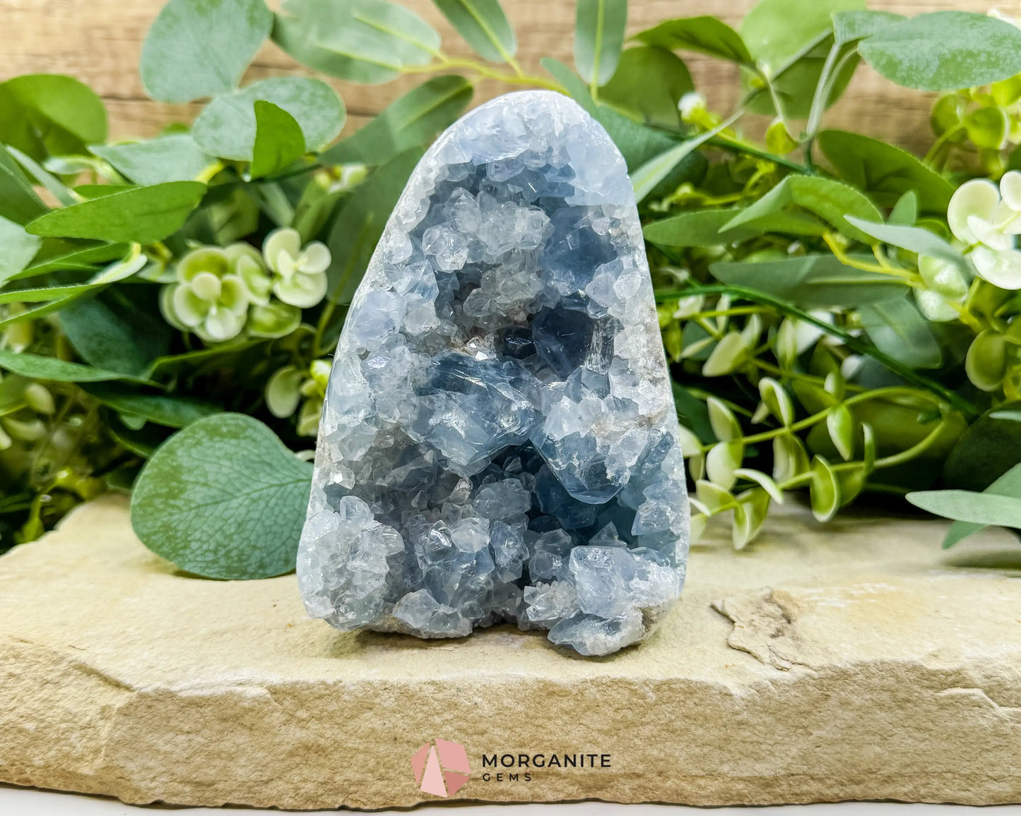 Celestite Geode Druzy Crystal Egg No. 3 – 4.5’’ × 3.4’’ × 1.7’’ | 776 g Sky‑Blue Specimen - Metaphysical Crystals