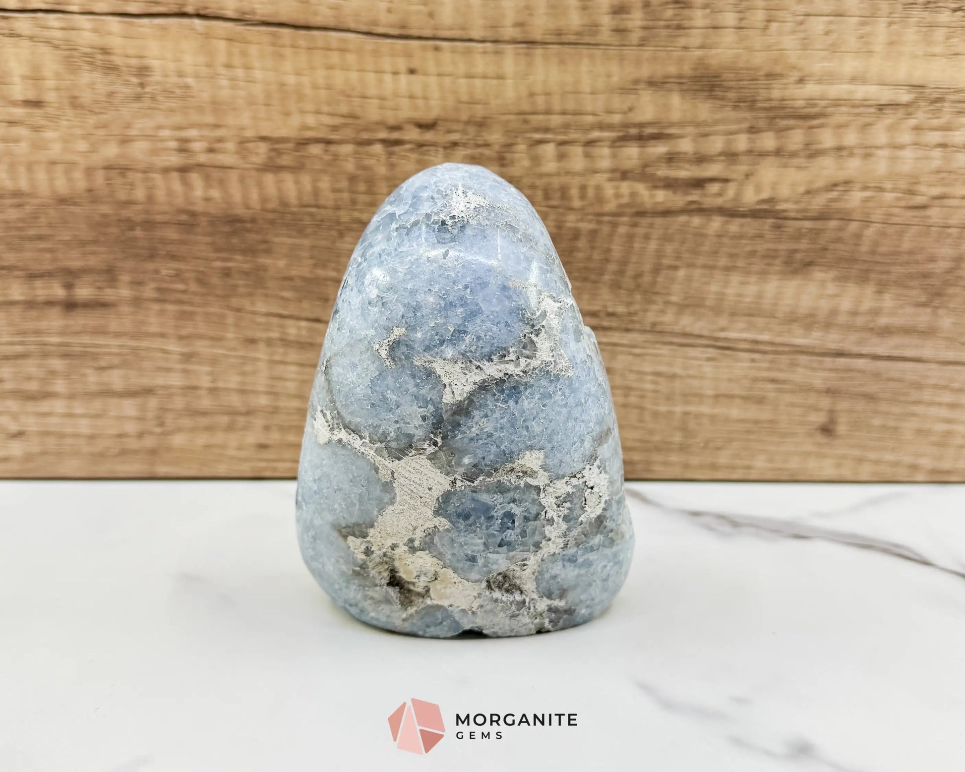 Celestite Geode Druzy Crystal Egg No. 3 – 4.5’’ × 3.4’’ × 1.7’’ | 776 g Sky‑Blue Specimen - Metaphysical Crystals