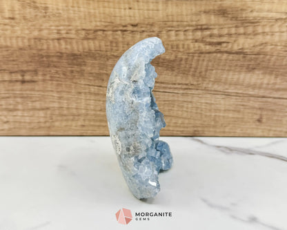Celestite Geode Druzy Crystal Egg No. 3 – 4.5’’ × 3.4’’ × 1.7’’ | 776 g Sky‑Blue Specimen - Metaphysical Crystals
