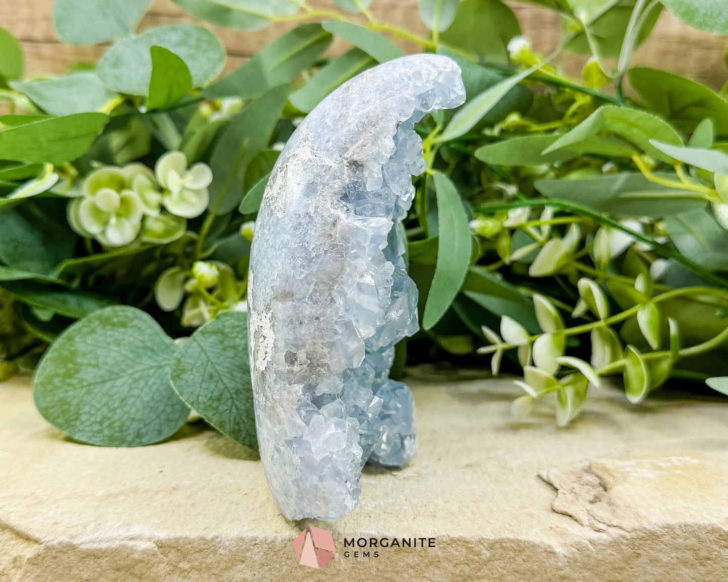 Celestite Geode Druzy Crystal Egg No. 3 – 4.5’’ × 3.4’’ × 1.7’’ | 776 g Sky‑Blue Specimen - Metaphysical Crystals