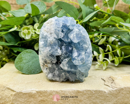 Celestite Geode Druzy Egg No.1 – 2.12lb Free-Standing Crystal for Peace Clarity & Angelic Energy - Metaphysical Crystals