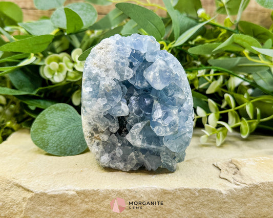 Celestite Geode Druzy Egg No.1 – 2.12lb Free-Standing Crystal for Peace Clarity & Angelic Energy - Metaphysical Crystals