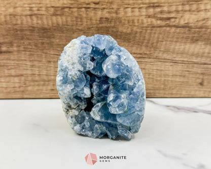 Celestite Geode Druzy Egg No.1 – 2.12lb Free-Standing Crystal for Peace Clarity & Angelic Energy - Metaphysical Crystals
