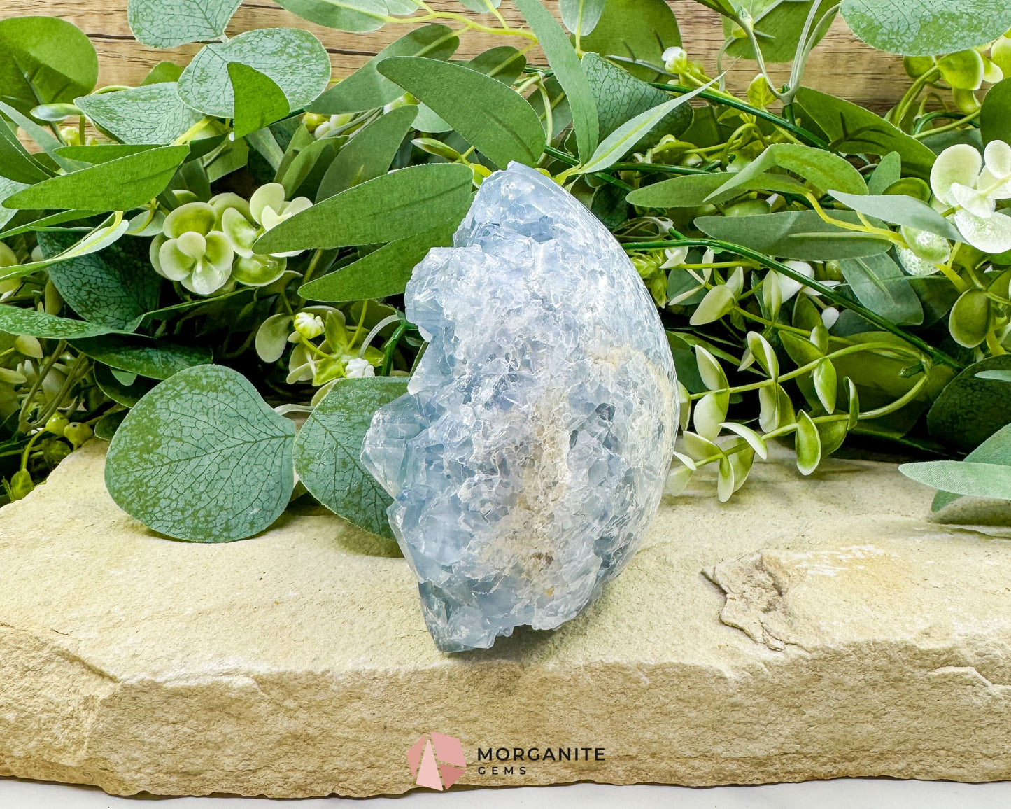 Celestite Geode Druzy Egg No.1 – 2.12lb Free-Standing Crystal for Peace Clarity & Angelic Energy - Metaphysical Crystals