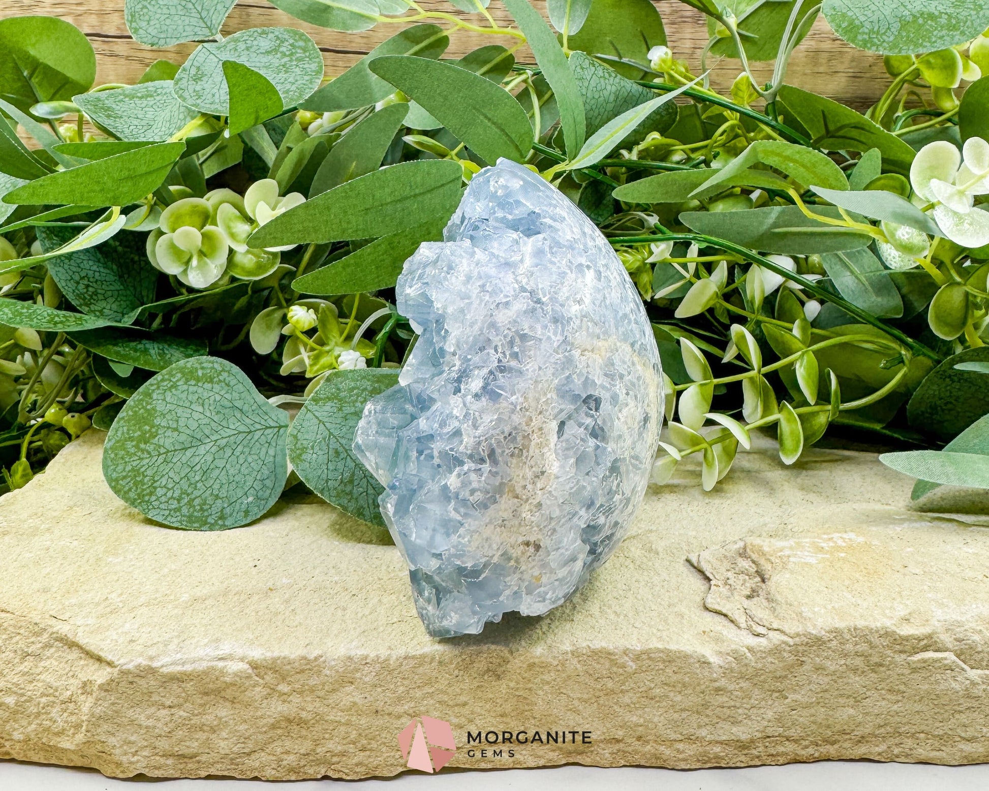 Celestite Geode Druzy Egg No.1 – 2.12lb Free-Standing Crystal for Peace Clarity & Angelic Energy - Metaphysical Crystals