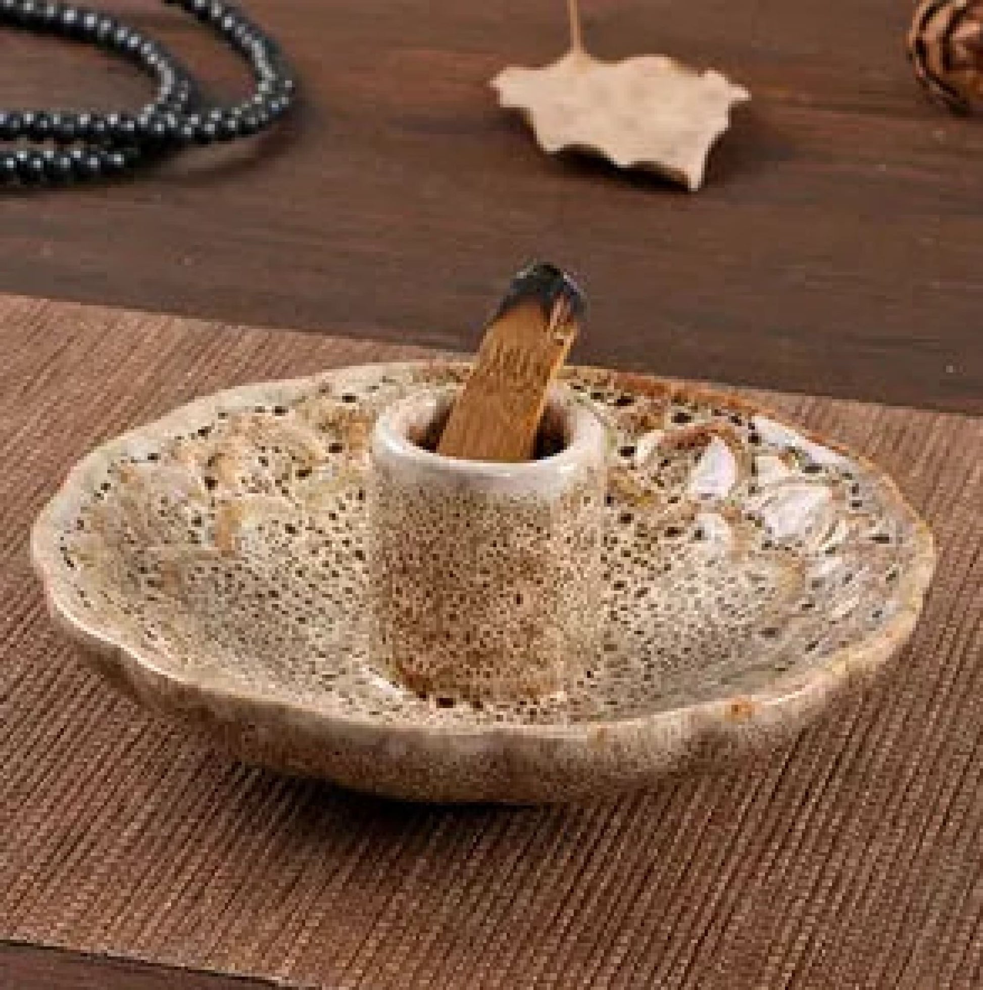 Ceramic Candle & Incense Holder-Morganite Gems