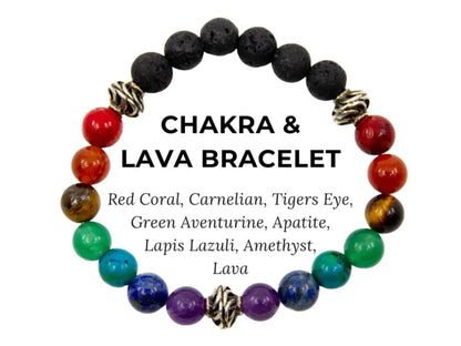 Chakra and Lava Bracelet-Morganite Gems