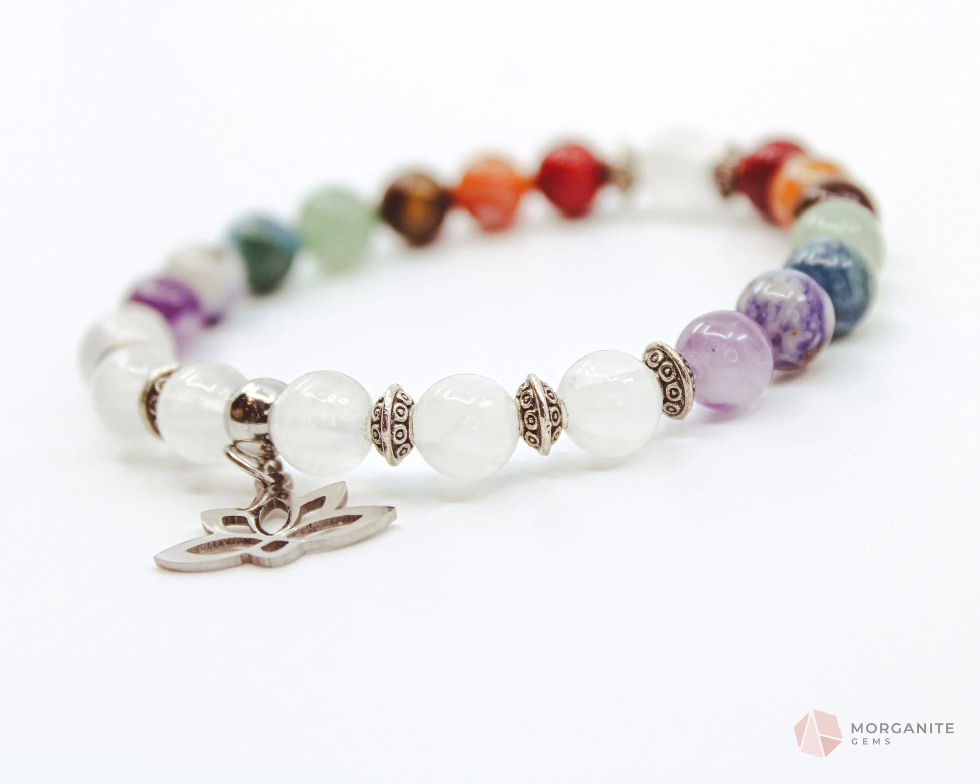 Chakra and Selenite Bracelet-Morganite Gems