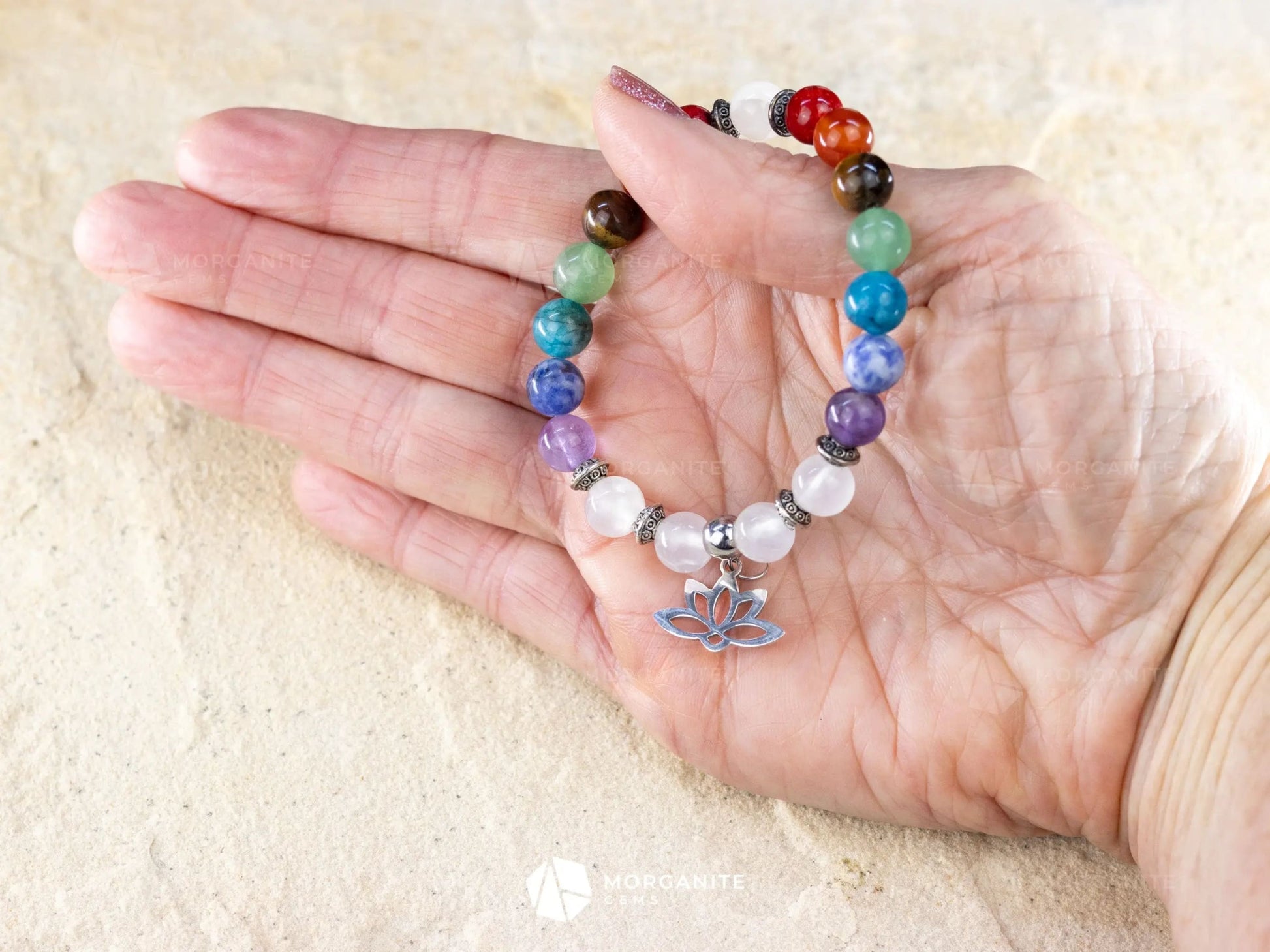 Chakra and Selenite Bracelet-Morganite Gems