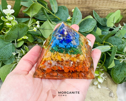 Chakra Orgonite Pyramid – 7‑Crystal Energy Pyramid for Chakra Balancing Protection & Harmony - Metaphysical Crystals